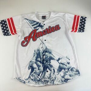 Greater Half 2XL America Flag Baseball Jersey Patriotic 2nd Amendment USA